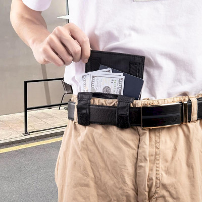 Hidden Wallet for Travel Ultra Slim  Wallet - Nylon Carrying Pouch
